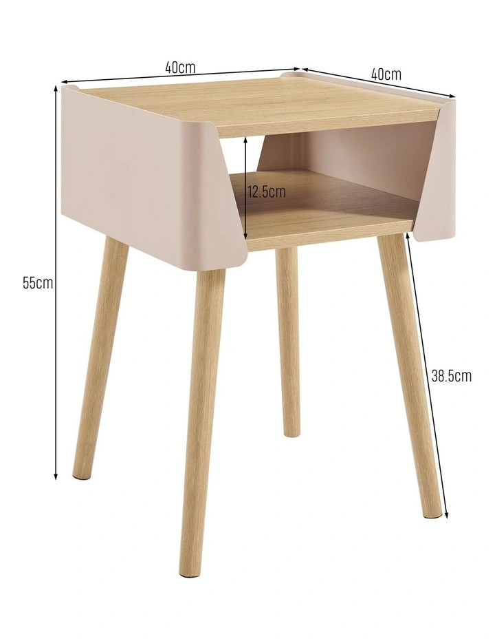 Sheena Side Table Bedside Shelf Square Cream image 7