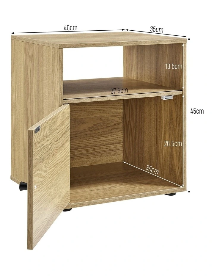 Lanie Bedside Unit Side Table 1 Door Oak image 6