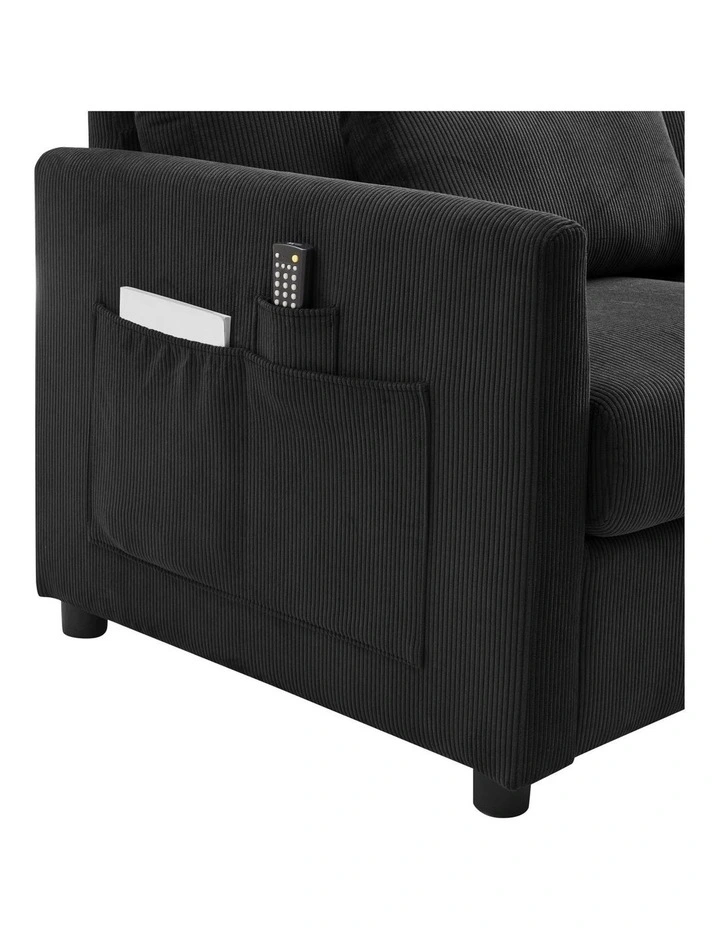 Brighton Sofa Couch Lounge 3 Seater Charcoal Fabric image 5