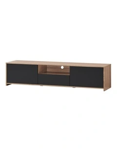 Lesley Entertainment Unit TV Cabinet Lowline TV Stand 180cm 2 Doors 1 Drawer Oak and Black