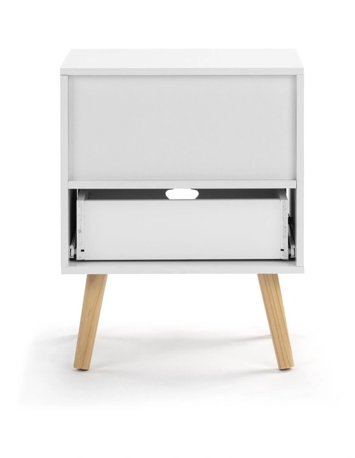 Stella Bedside Unit Side Table Nightstand 1 Drawer Shelf White image 4
