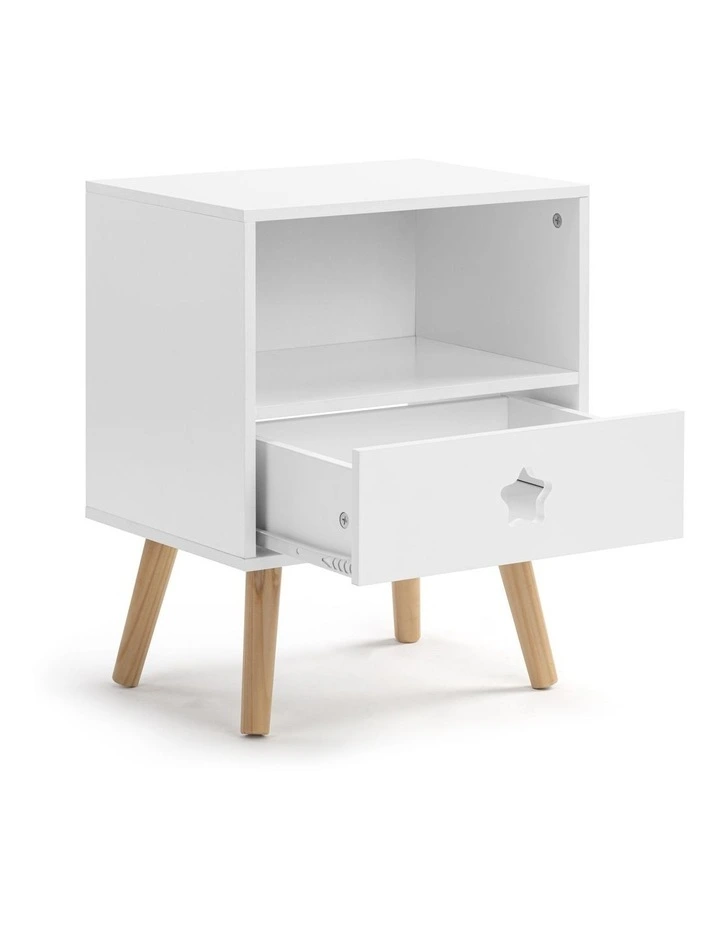 Stella Bedside Unit Side Table Nightstand 1 Drawer Shelf White image 5