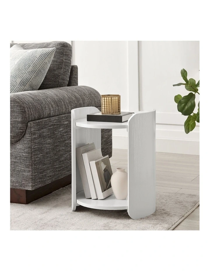 Brett Side Table Bedside Round White image 2