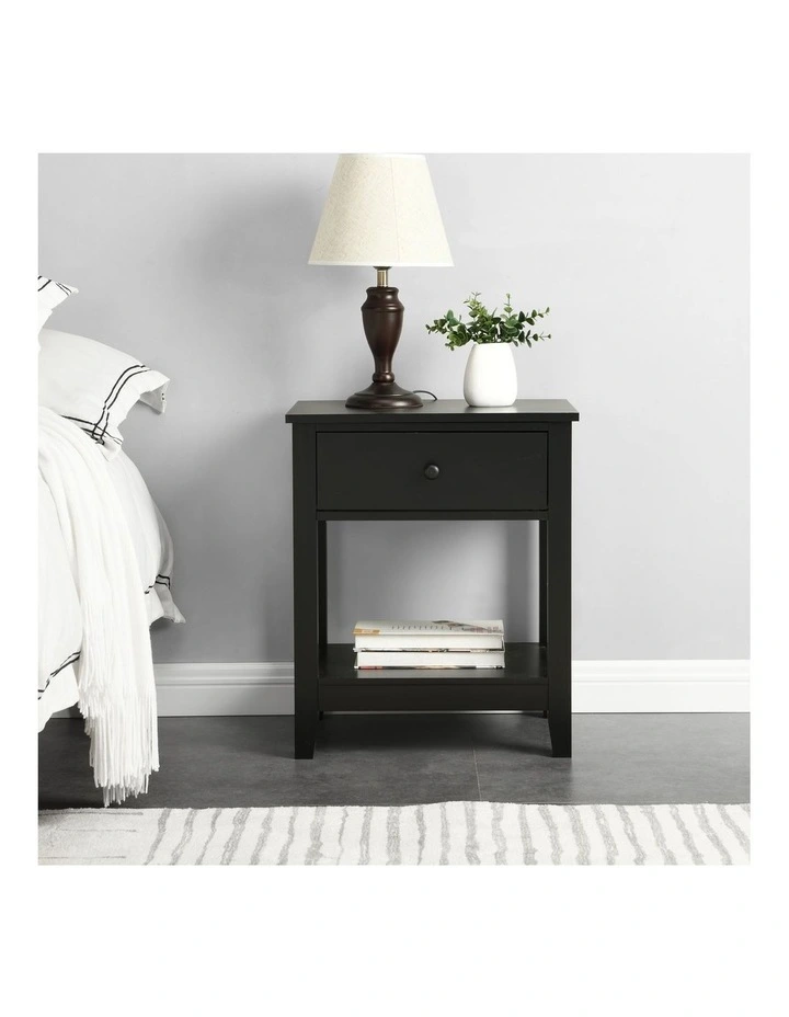 Aspen Bedside Table 1 Drawer Side Table Nightstand black image 2