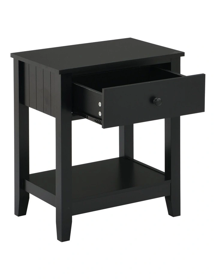 Aspen Bedside Table 1 Drawer Side Table Nightstand black image 4