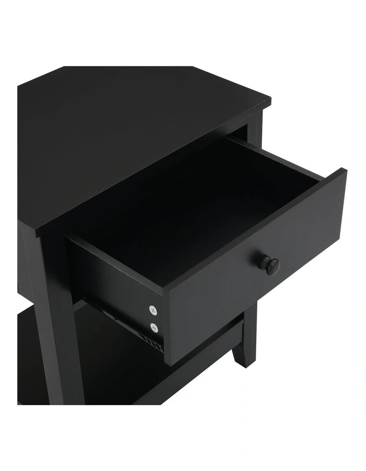 Aspen Bedside Table 1 Drawer Side Table Nightstand black image 5