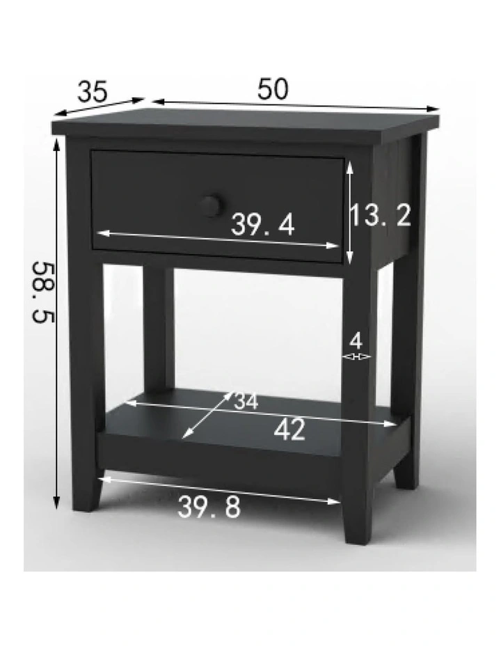 Aspen Bedside Table 1 Drawer Side Table Nightstand black image 7