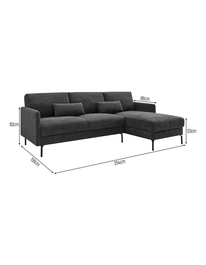 Dixon Sofa Couch Lounge 3 Seater RH Chaise Ash image 6