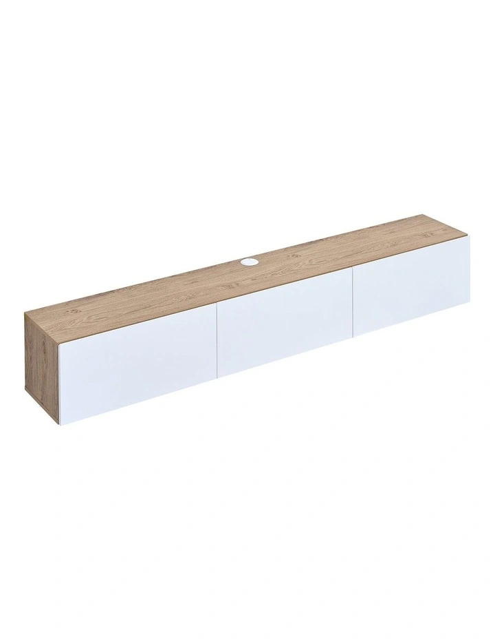 Tierra Wall Mount Entertainment TV Unit Floating 3 Doors 180cm White and Oak image 1