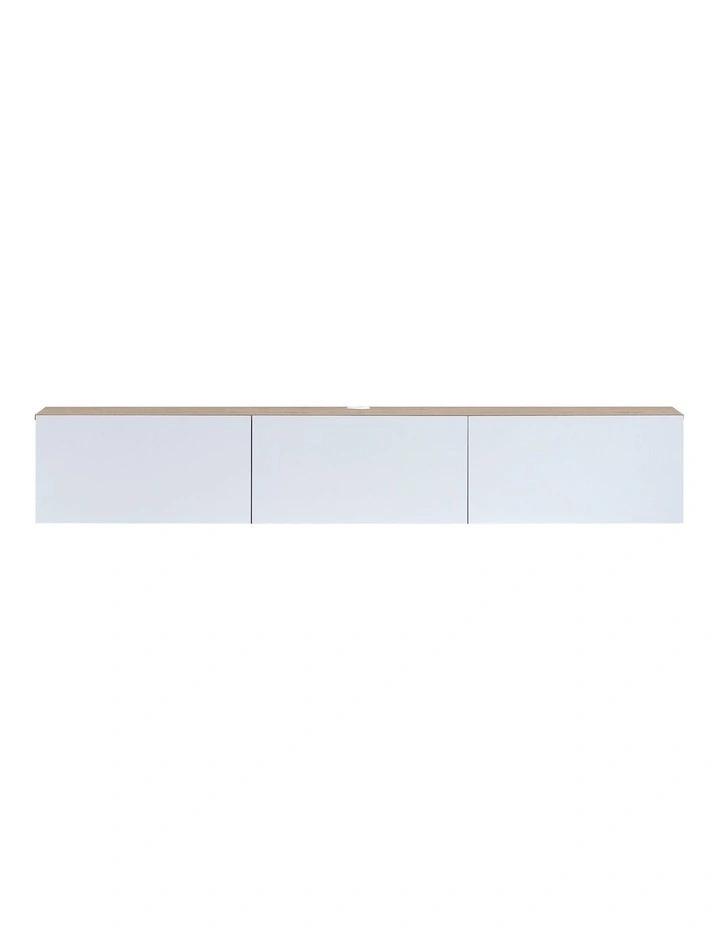 Tierra Wall Mount Entertainment TV Unit Floating 3 Doors 180cm White and Oak image 4