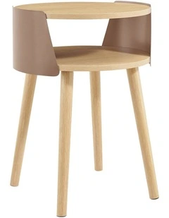 Sheena Side Table Bedside Shelf Round Mocha