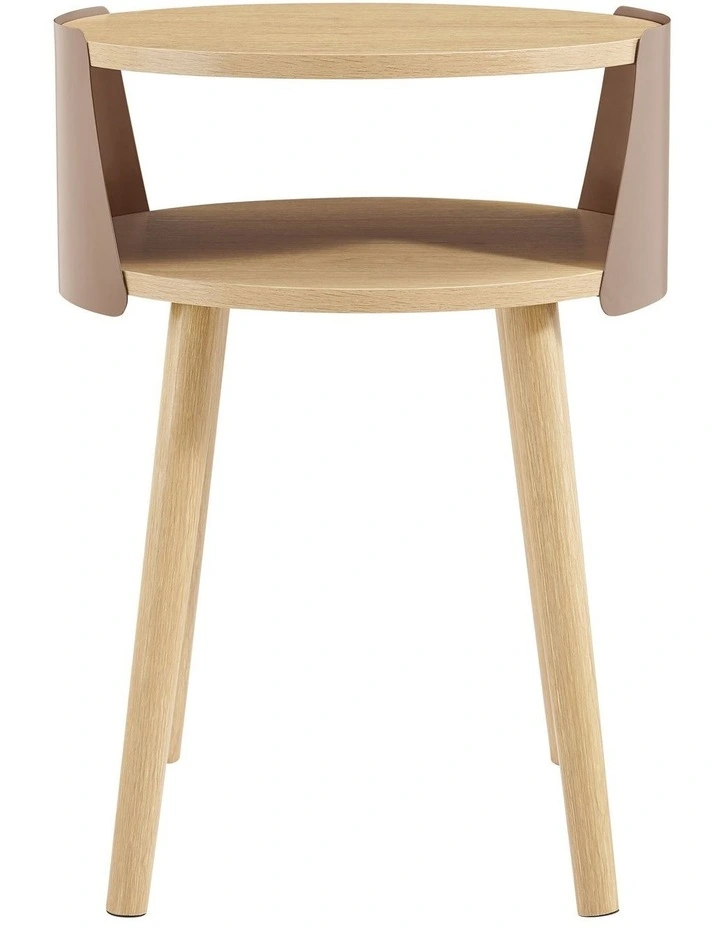 Sheena Side Table Bedside Shelf Round Mocha image 3