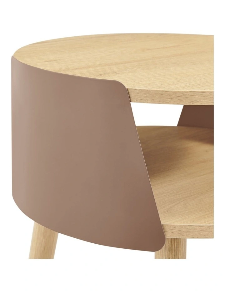 Sheena Side Table Bedside Shelf Round Mocha image 5