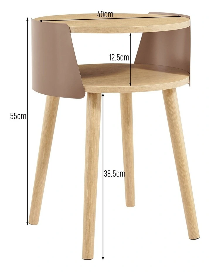 Sheena Side Table Bedside Shelf Round Mocha image 7