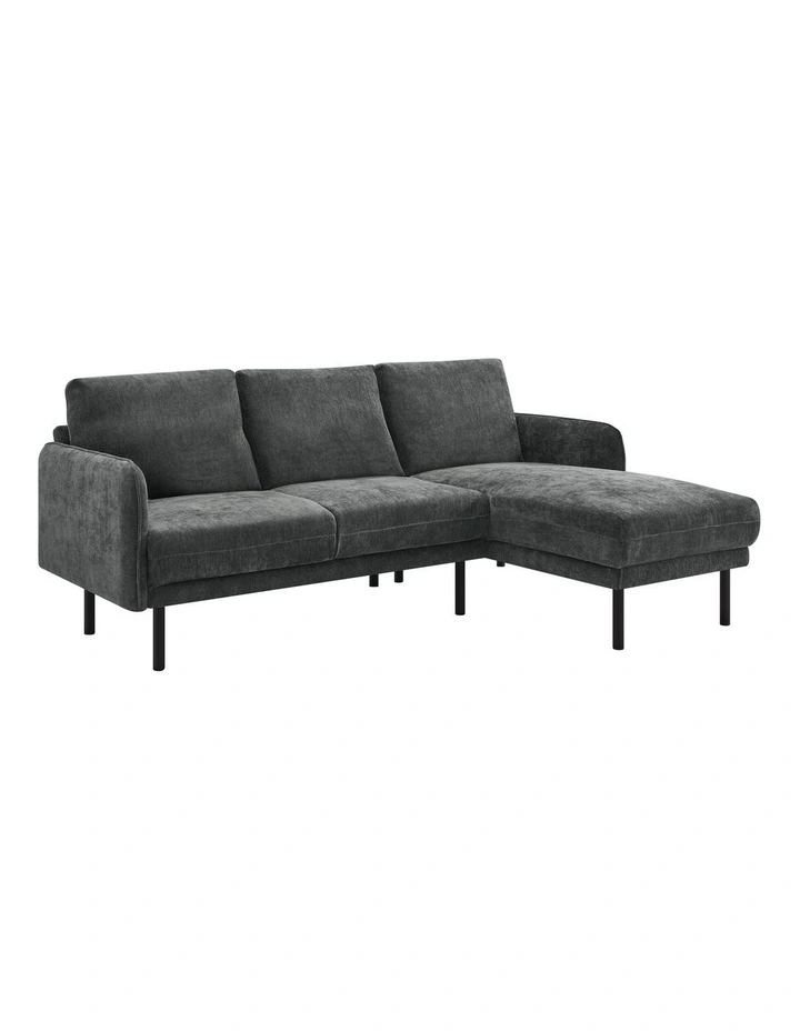 Lance Sofa Couch Lounge 3 Seater RH Chaise Charcoal image 1