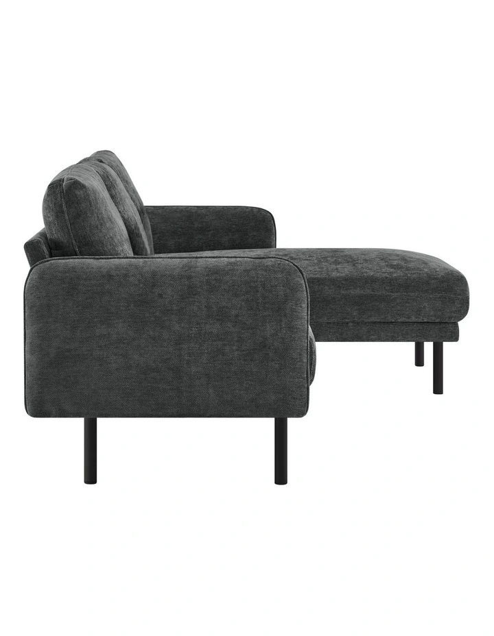 Lance Sofa Couch Lounge 3 Seater RH Chaise Charcoal image 3
