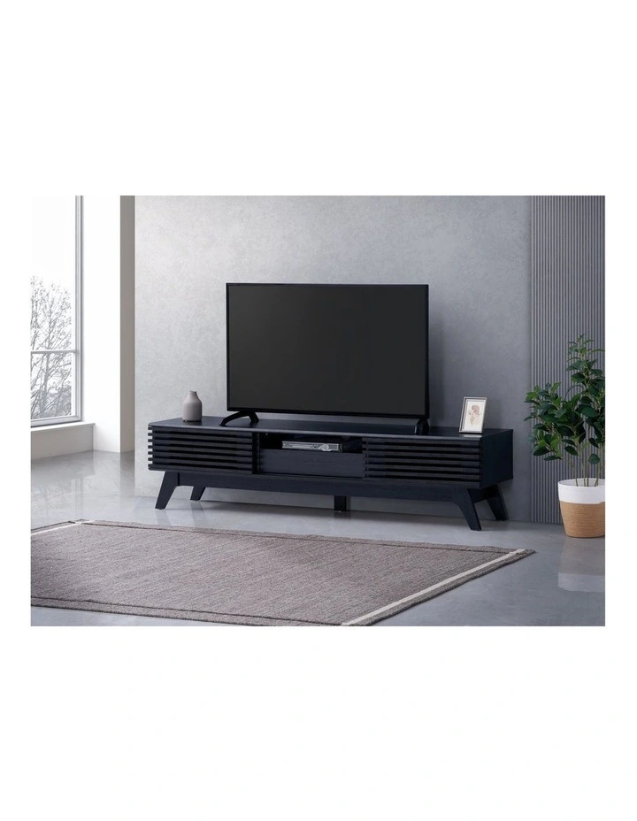 Clancy Entertainment Unit Modern TV Cabinet TV Stand 180cm 2 Doors 1 Drawer Black image 3