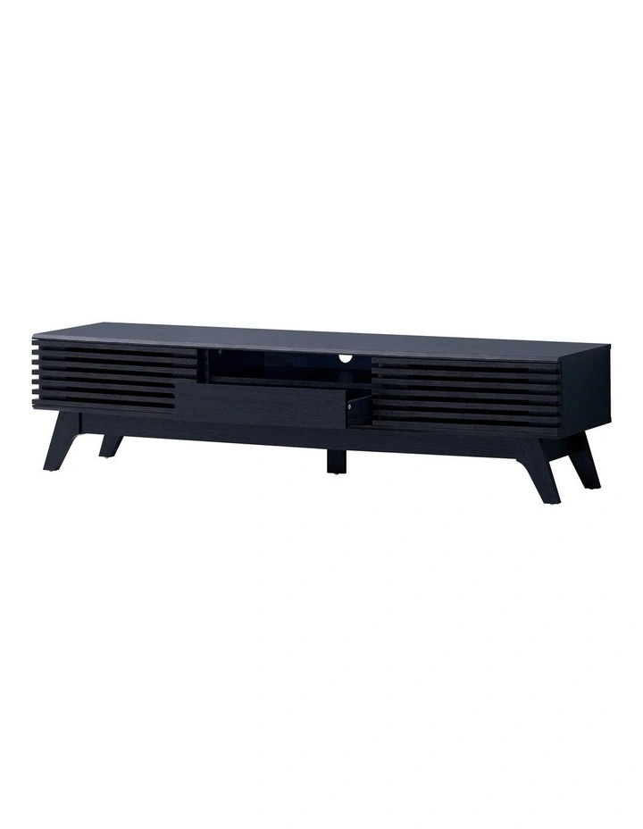 Clancy Entertainment Unit Modern TV Cabinet TV Stand 180cm 2 Doors 1 Drawer Black image 4