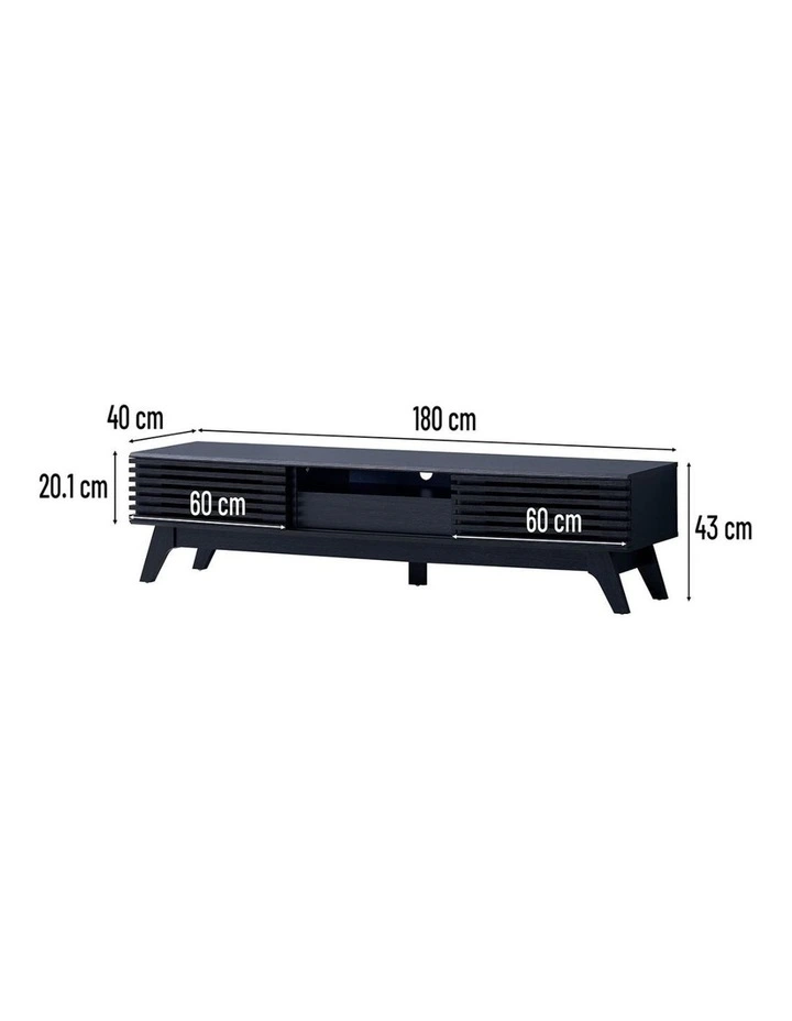 Clancy Entertainment Unit Modern TV Cabinet TV Stand 180cm 2 Doors 1 Drawer Black image 5