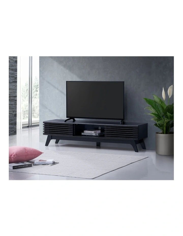 Clancy Entertainment Unit Modern TV Cabinet TV Stand 180cm 2 Doors Black image 3
