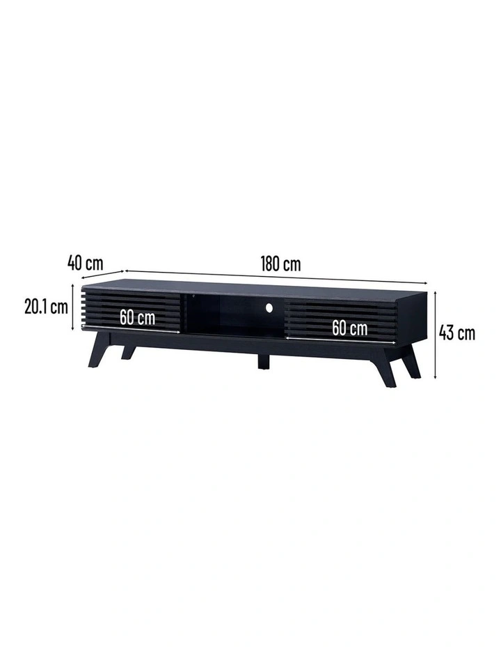 Clancy Entertainment Unit Modern TV Cabinet TV Stand 180cm 2 Doors Black image 5