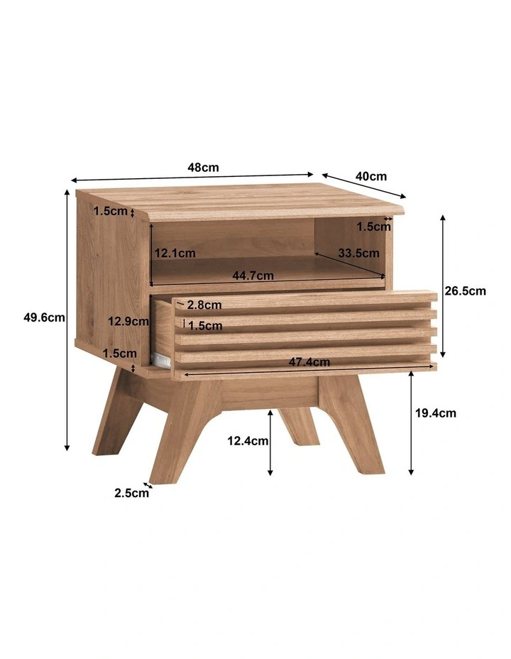 Clancy Bedside Unit Side Table Nightstand 1 Drawer Oak image 5