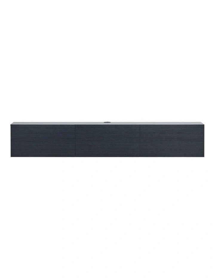 Tierra Wall Mount Entertainment TV Unit Floating 3 Doors 180cm Black image 4
