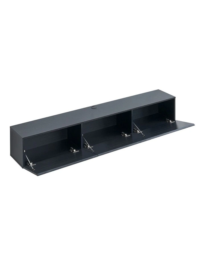 Tierra Wall Mount Entertainment TV Unit Floating 3 Doors 180cm Black image 5