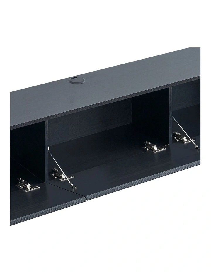 Tierra Wall Mount Entertainment TV Unit Floating 3 Doors 180cm Black image 6