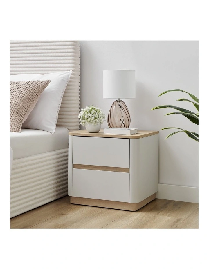 Zaldy Bedside Unit Side Table Nightstand 2 Drawer Grey image 2
