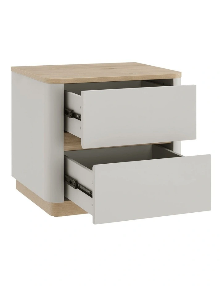 Zaldy Bedside Unit Side Table Nightstand 2 Drawer Grey image 4