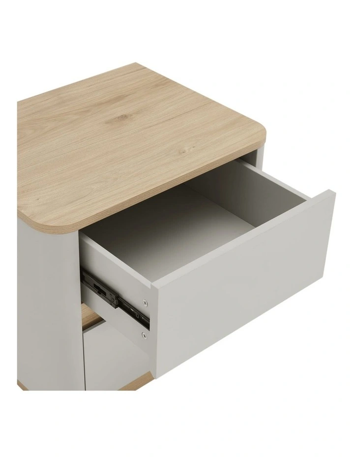 Zaldy Bedside Unit Side Table Nightstand 2 Drawer Grey image 5