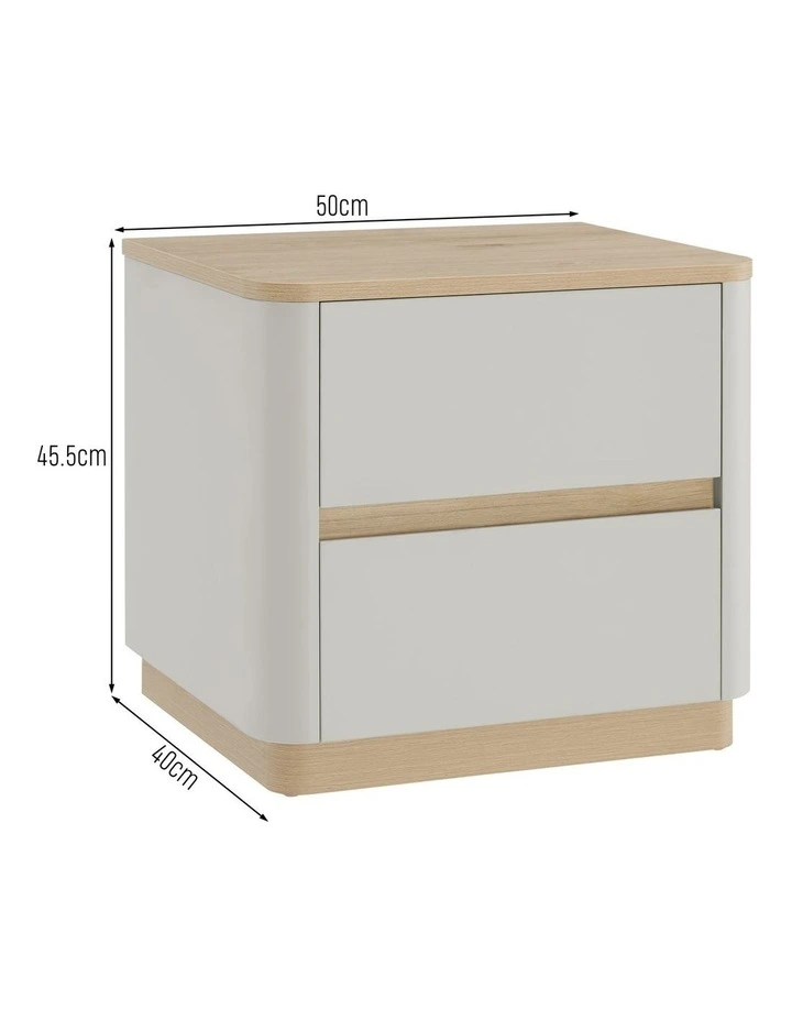 Zaldy Bedside Unit Side Table Nightstand 2 Drawer Grey image 6