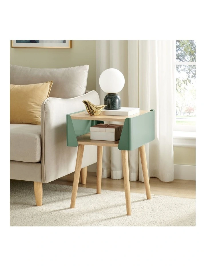 Sheena Side Table Bedside Shelf Square Teal image 2