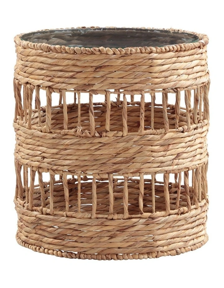 Heather Side Table Bedside Round Glass Top Woven image 1