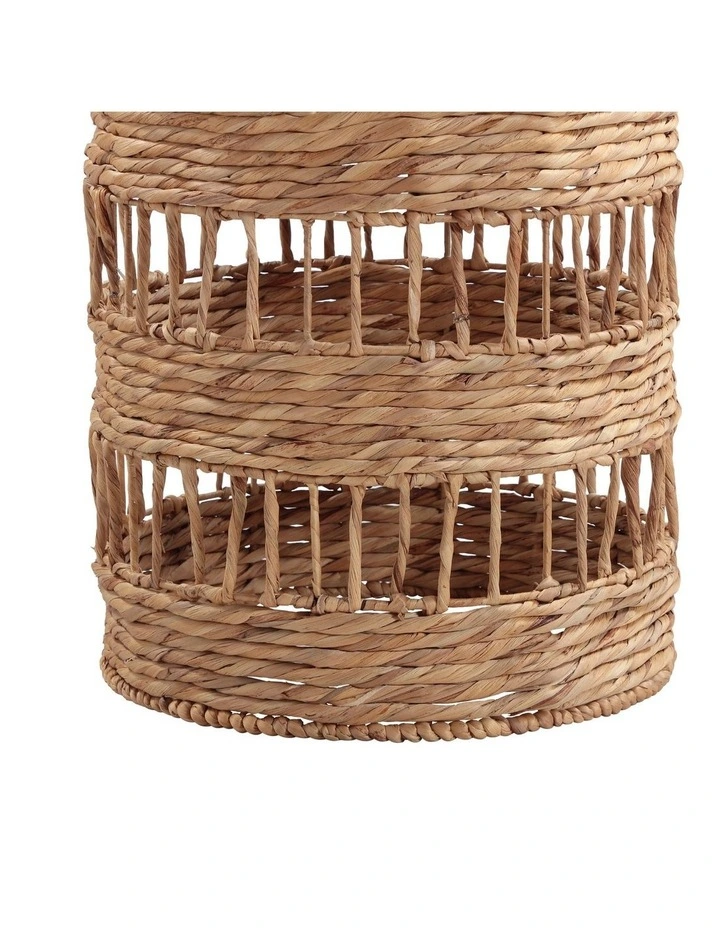 Heather Side Table Bedside Round Glass Top Woven image 5