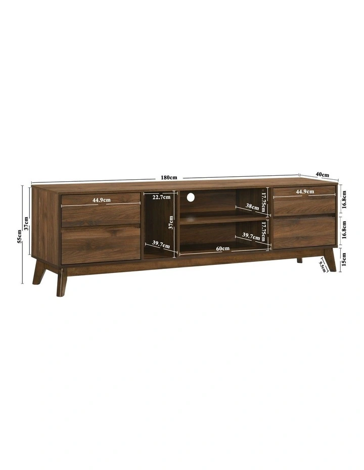 Ariah TV Entertainment Unit 180W 4 Drawers Walnut image 6