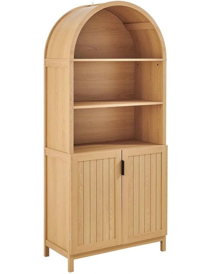 Roy Bookcase Open Storage Display 2 Doors Oak image 1