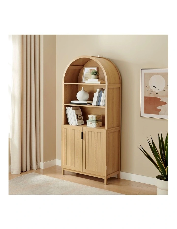 Roy Bookcase Open Storage Display 2 Doors Oak image 3
