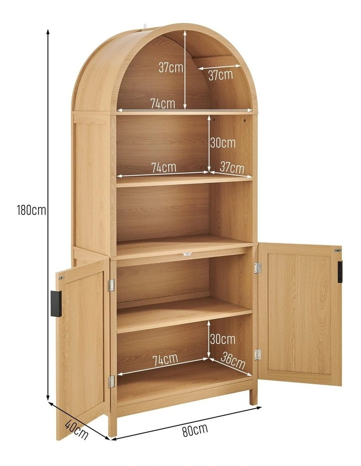 Roy Bookcase Open Storage Display 2 Doors Oak image 7