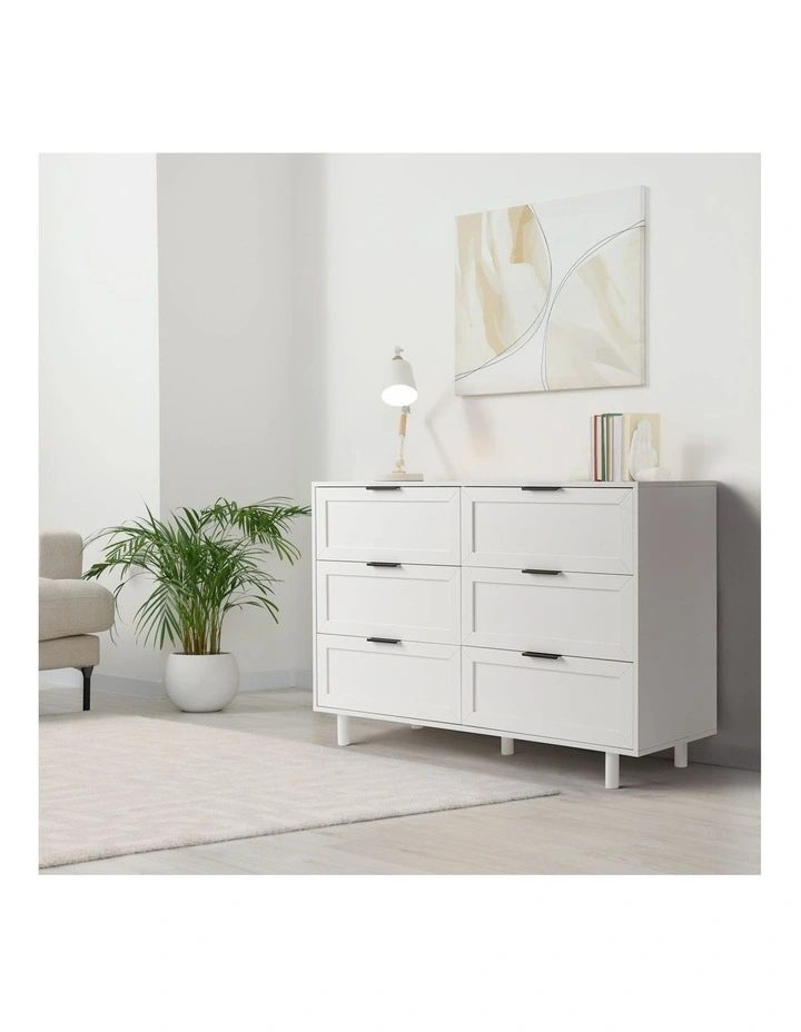 Quincy Tallboy Dresser Chest 6 Drawers White image 3
