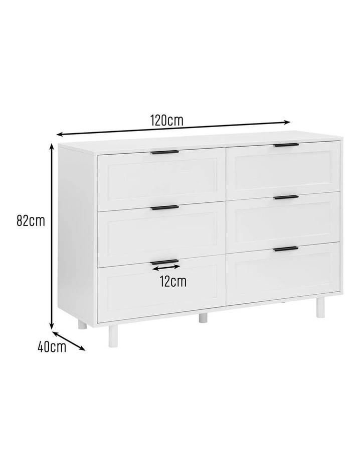 Quincy Tallboy Dresser Chest 6 Drawers White image 6