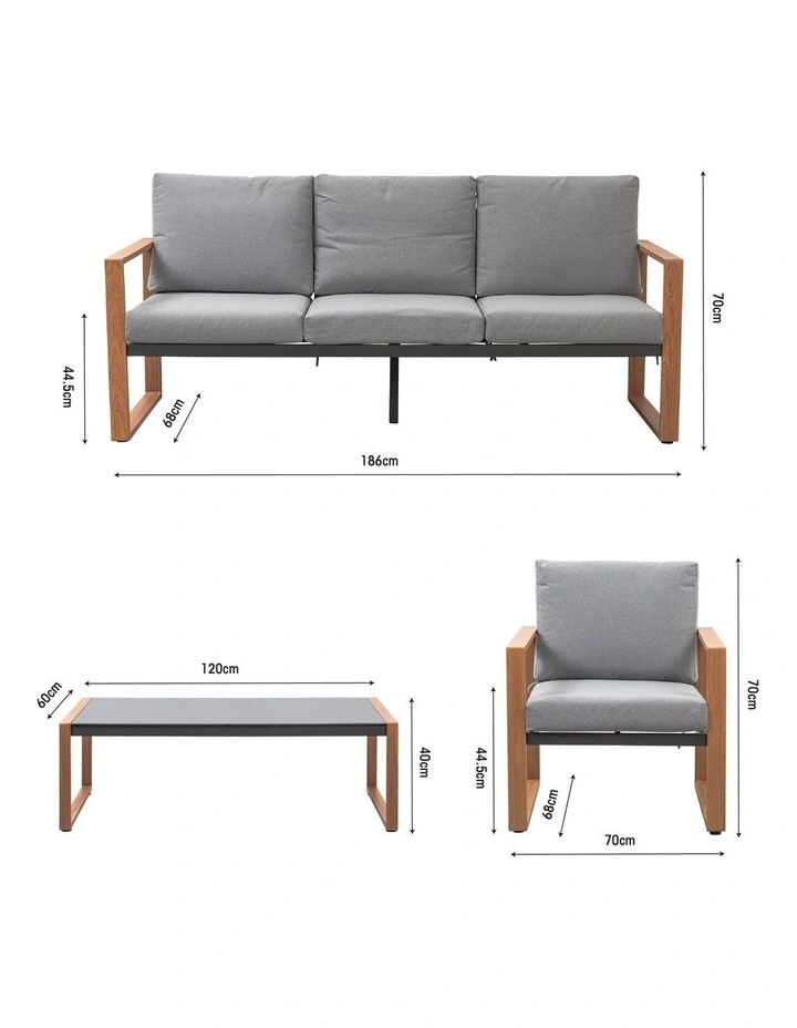 Naomi Outdoor Lounge Garden Set 4 Piece Dark Grey image 7