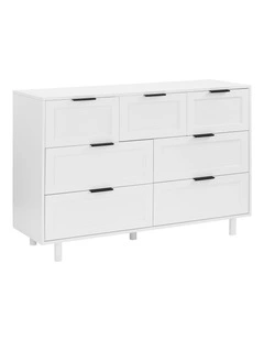 Quincy Tallboy Dresser Chest 7 Drawers White