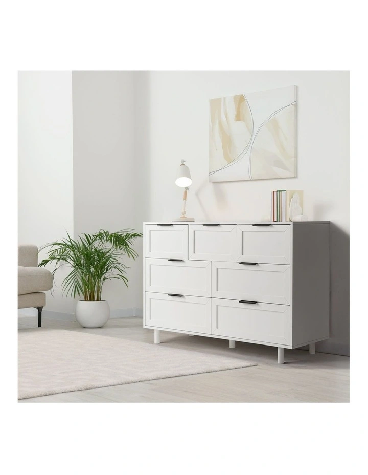 Quincy Tallboy Dresser Chest 7 Drawers White image 3