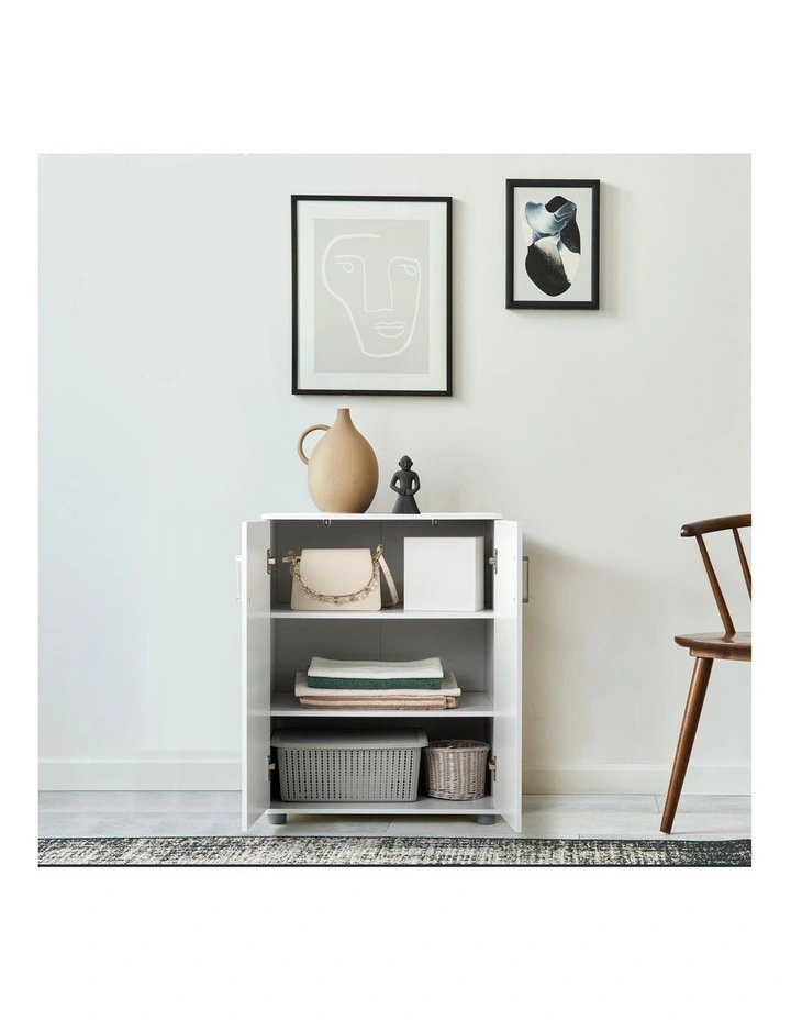 Ivy Pantry Cupboard General Storage Cabinet 2 Door 2 Tier Shelf Multipurpose White image 3