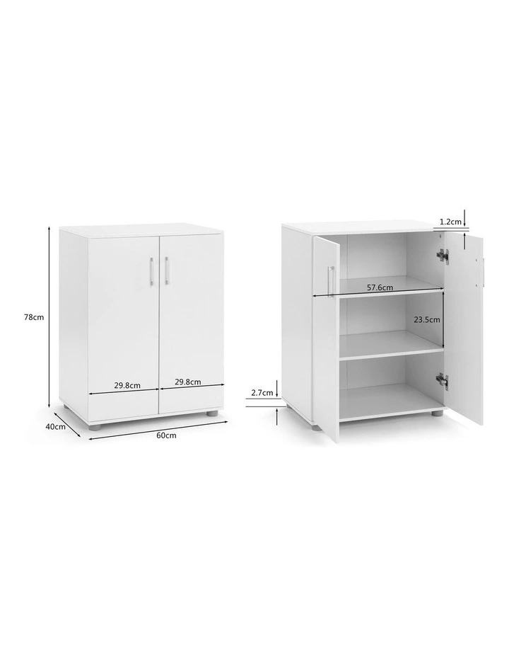 Ivy Pantry Cupboard General Storage Cabinet 2 Door 2 Tier Shelf Multipurpose White image 7