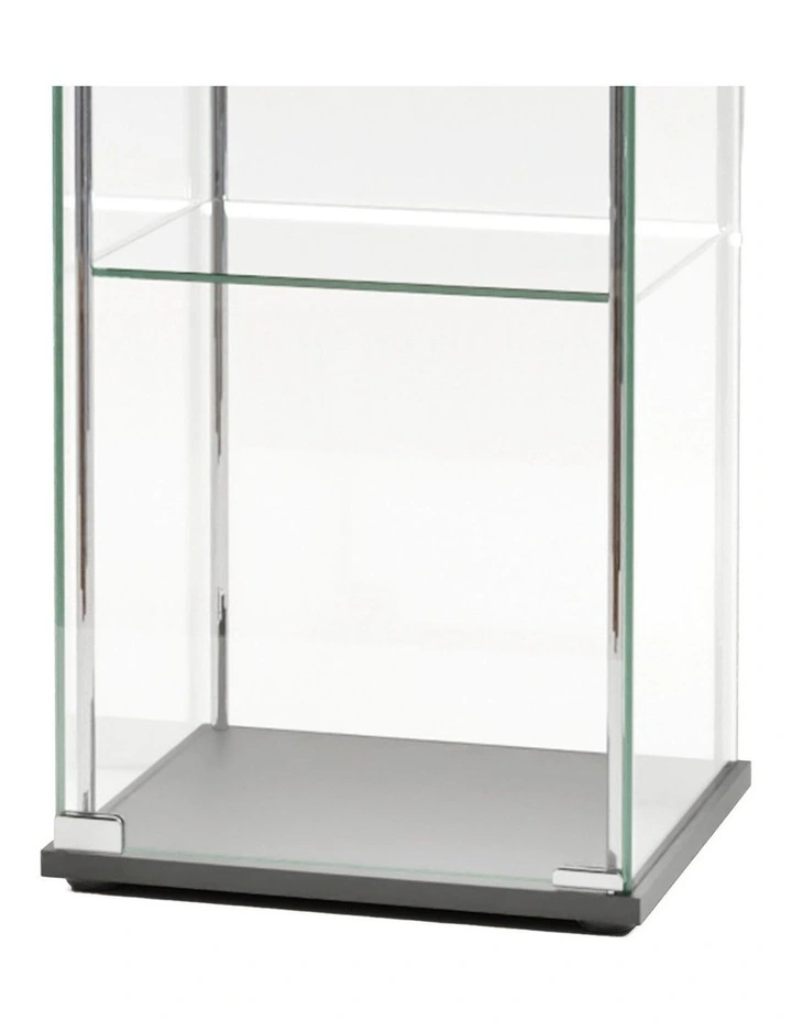 West Glass Display 4 Tier Cabinet Trophy Display Storage Shelf 1 Door Lock LED lights Black image 6