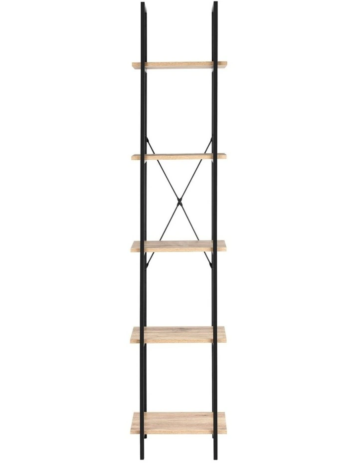 Hadley Bookshelf Display Shelf 40cmW 5 Tier Industrial Black and Oak image 4
