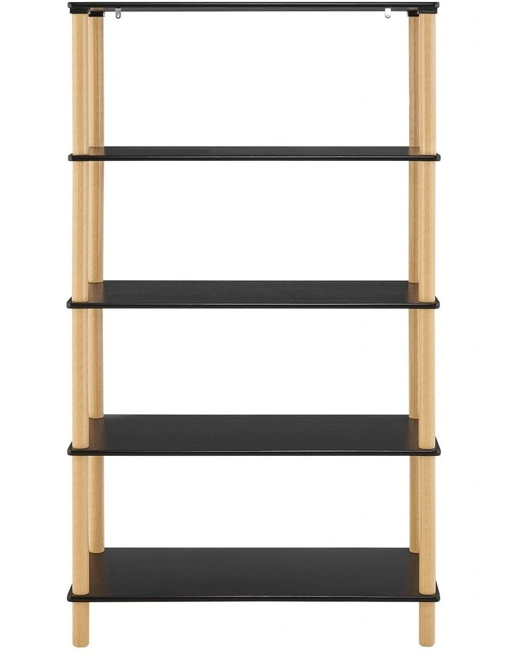 Seth Open Shelf Unit Shelving Display Rectangular 5 Levels Black and Oak image 4